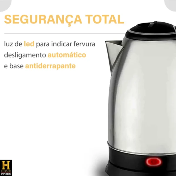Chaleira Elétrica Portátil 1.8 Litros Aço Inox 110v, Para Café e Chá Linha Premium - Image 5
