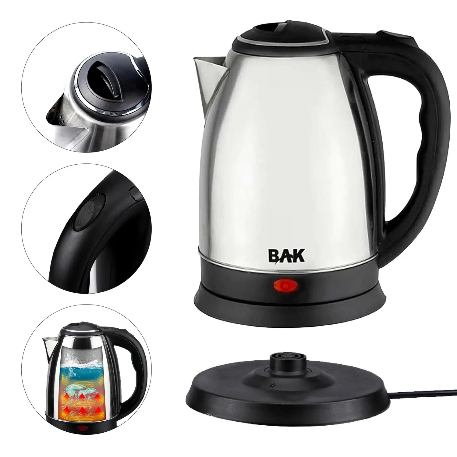 Chaleira Elétrica Portátil 1.8 Litros Aço Inox 110v, Para Café e Chá Linha Premium