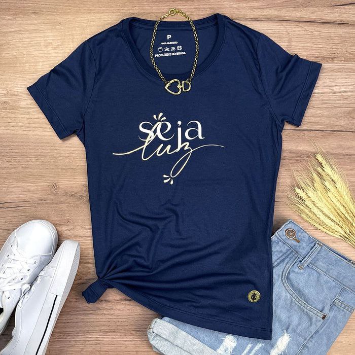 Camiseta Feminina Azul - Seja Luz