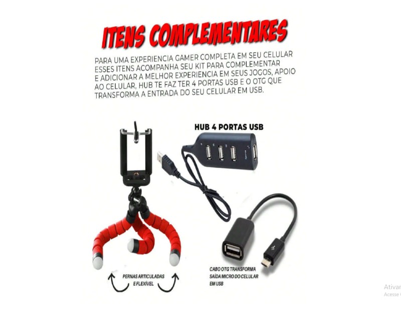 Kit Mobilador Gamer Completo Teclado Mouse e Acessorios Tipo C ou tipo V8 - Imagem 4
