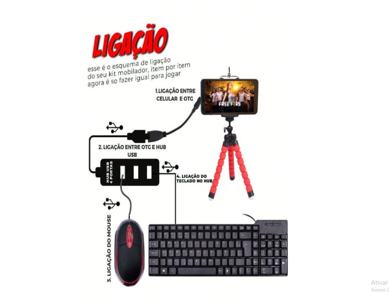 Kit Mobilador Gamer Completo Teclado Mouse e Acessorios Tipo C ou tipo V8 - Imagem 5
