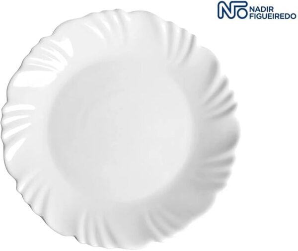 Kit de 06 Pratos de Sobremesa 19,5cm Pétala de Vidro Branco Nadir - Image 5