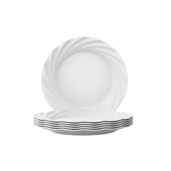 Kit de 06 Pratos de Sobremesa 19,5cm Pétala de Vidro Branco Nadir - Image 2