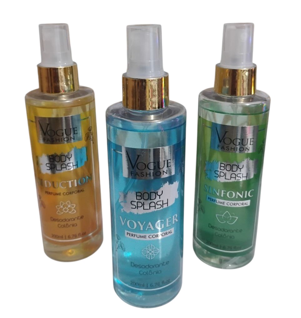 Kit com 3 Body Splash Vogue Fashion – Colônia Desodorante Corporal 200ml