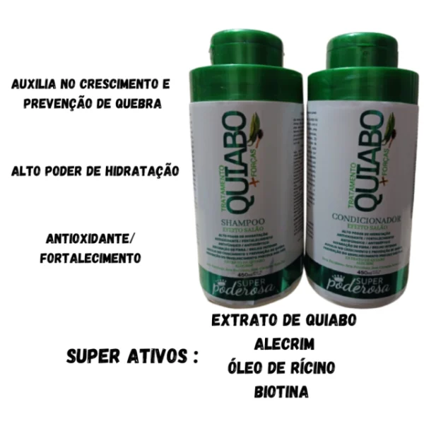 Kit-Shampoo-Condicionador-Tratamento-Quiabo+Força 450+450ml-Efeito-de-Salão - Image 3