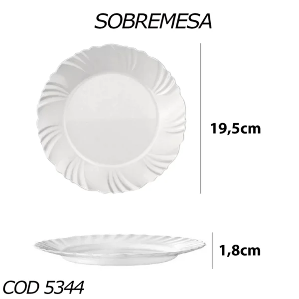 Kit de 06 Pratos de Sobremesa 19,5cm Pétala de Vidro Branco Nadir - Image 6