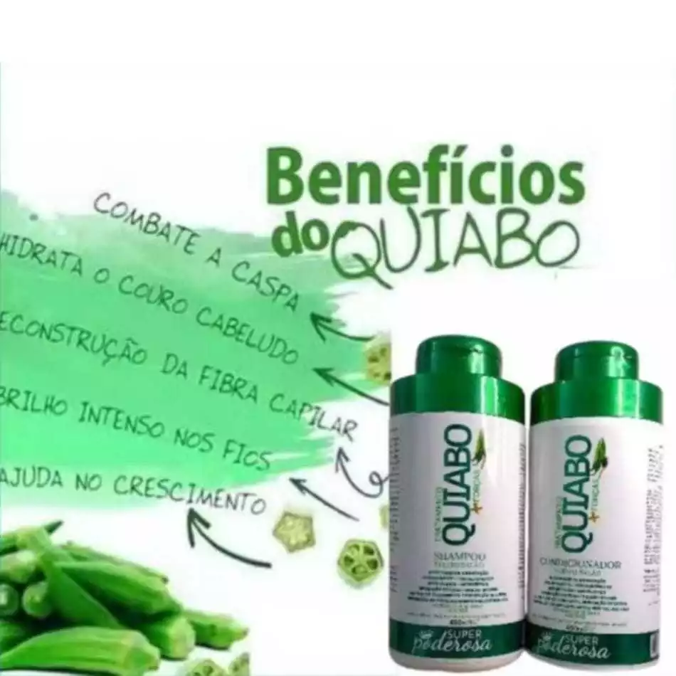Kit-Shampoo-Condicionador-Tratamento-Quiabo+Força 450+450ml-Efeito-de-Salão