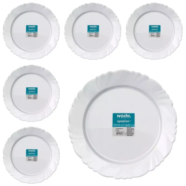 Kit de 06 Pratos de Refeição 25,5cm Pétala de Vidro Branco Nadir - Image 4
