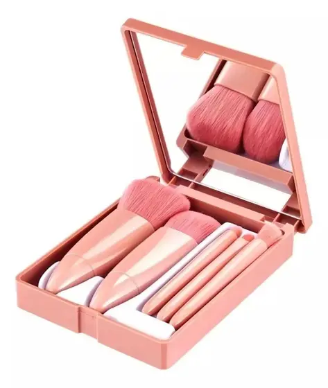 kit pincel de maquiagem e espelho makeup