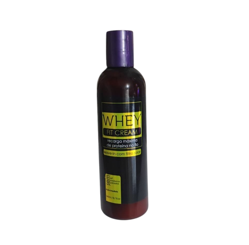 Leave-in Whey Fit Cream 240ml – Recarga de Proteína, Força e Brilho | Com Filtro Solar