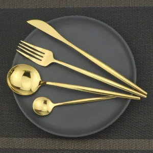 Unidade Talher Elegante Aço Inoxidável 430 Dourados